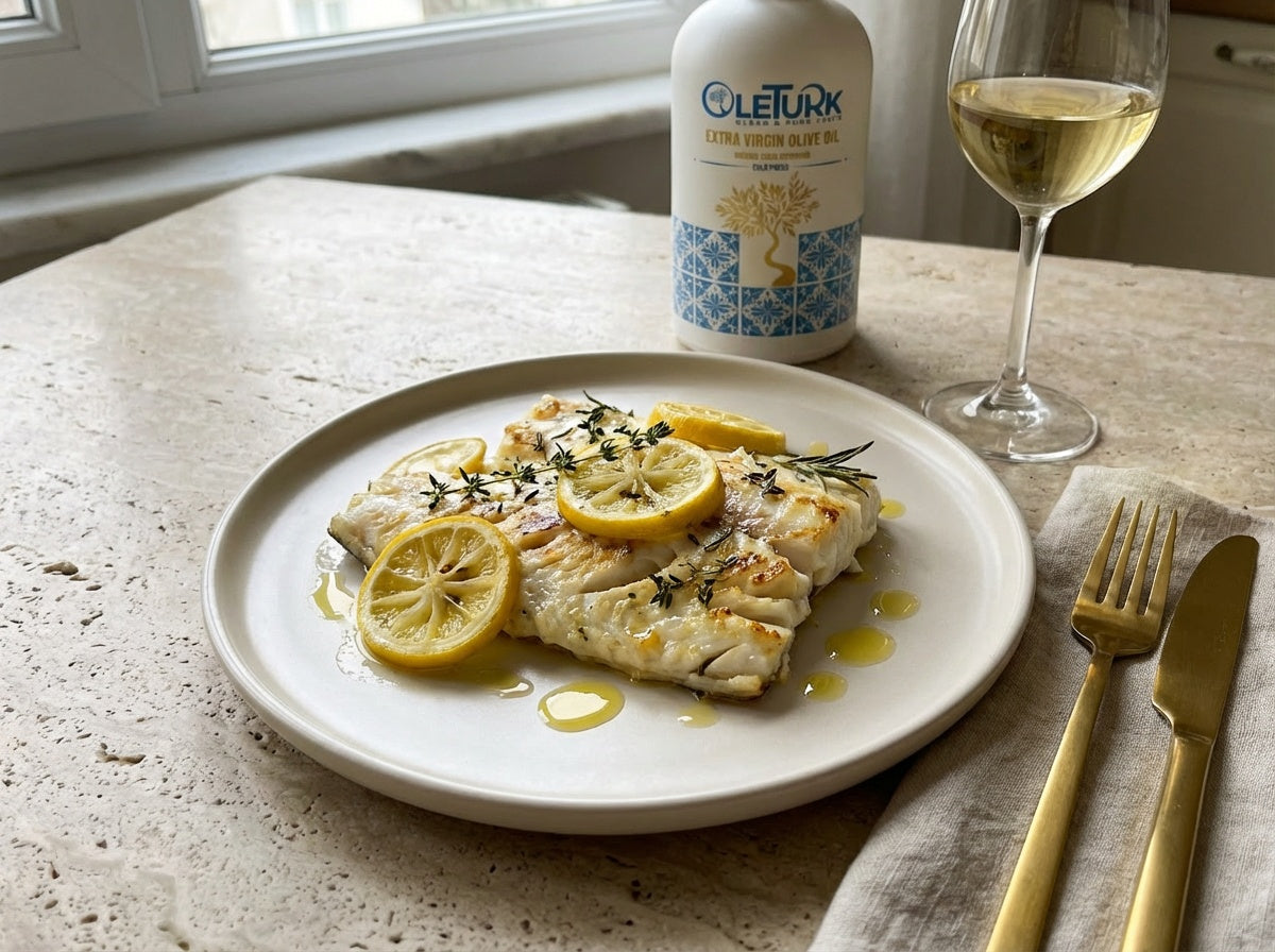 Oven-Baked Fish with Lemon, Herbs & OleTurk EVOO