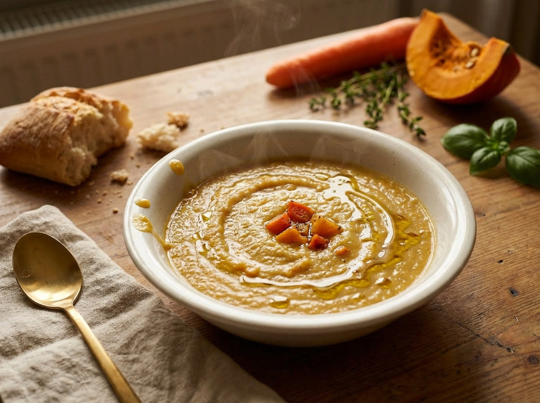 Roasted Vegetable Cream Soup with OleTurk Premium Extra Virgin Olive Oil