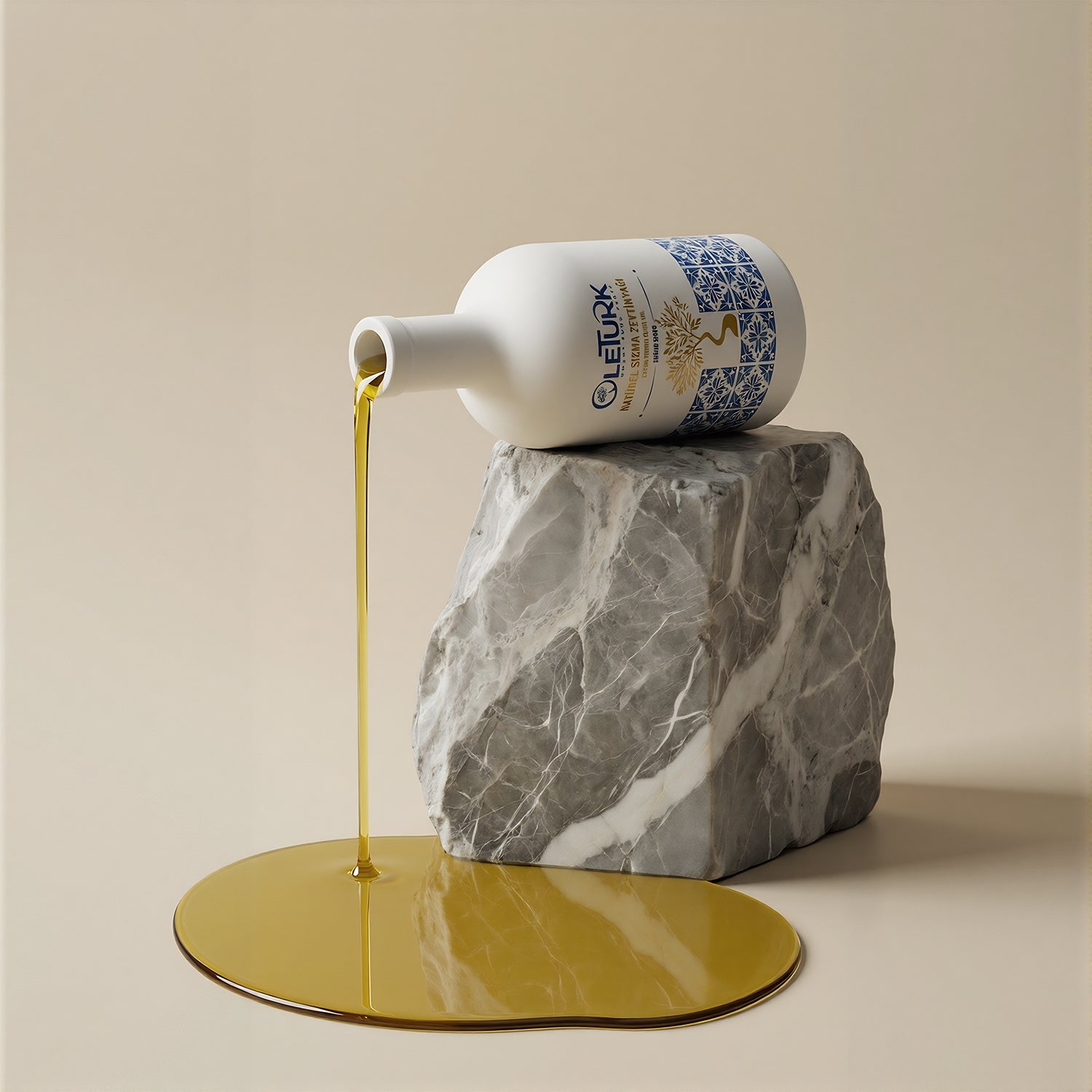 minimal konsept natürel sızma zeytinyağı şişesi OleTurk