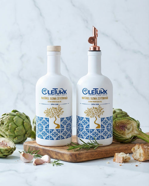 natürel sızma zeytinyağı ikili set 2x500ml cam şişe OleTurk