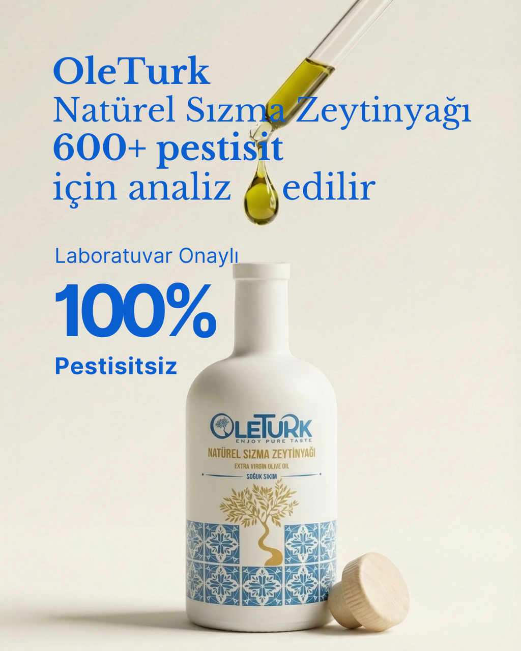 pestisit testli natürel sızma zeytinyağı laboratuvar onaylı OleTurk