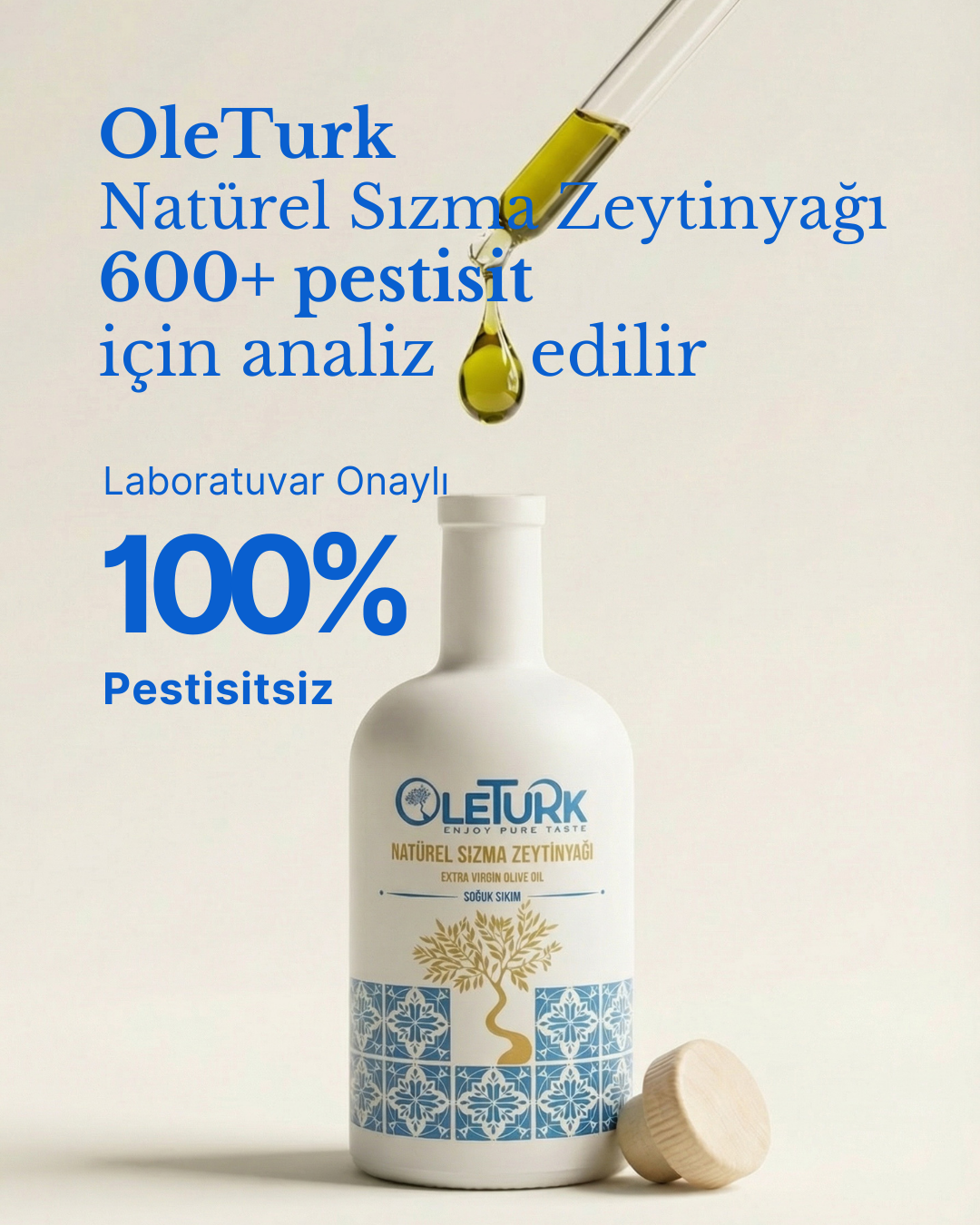 pestisit testli natürel sızma zeytinyağı laboratuvar onaylı OleTurk