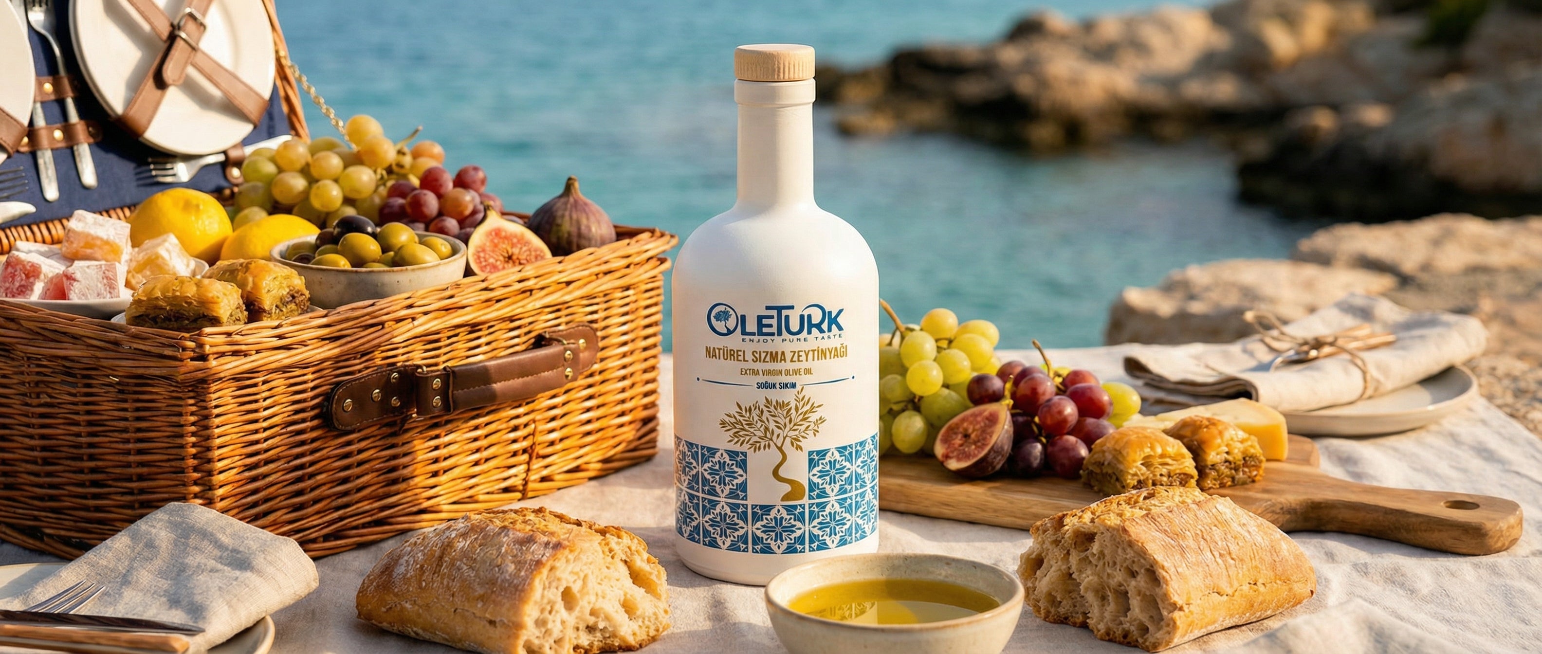 piknik sahnesinde erken hasat natürel sızma zeytinyağı OleTurk