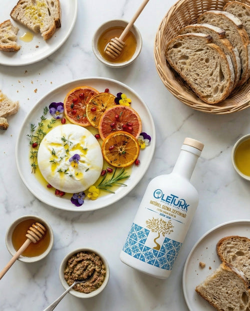 natürel sızma zeytinyağı kahvaltı sofrası sunumu OleTurk